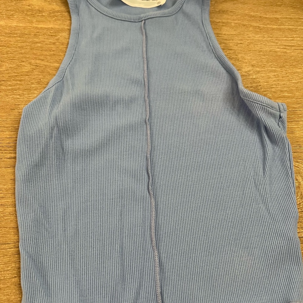 Blue Sky Ribbed Tank Top in Light Blue - Picture 2 of 5